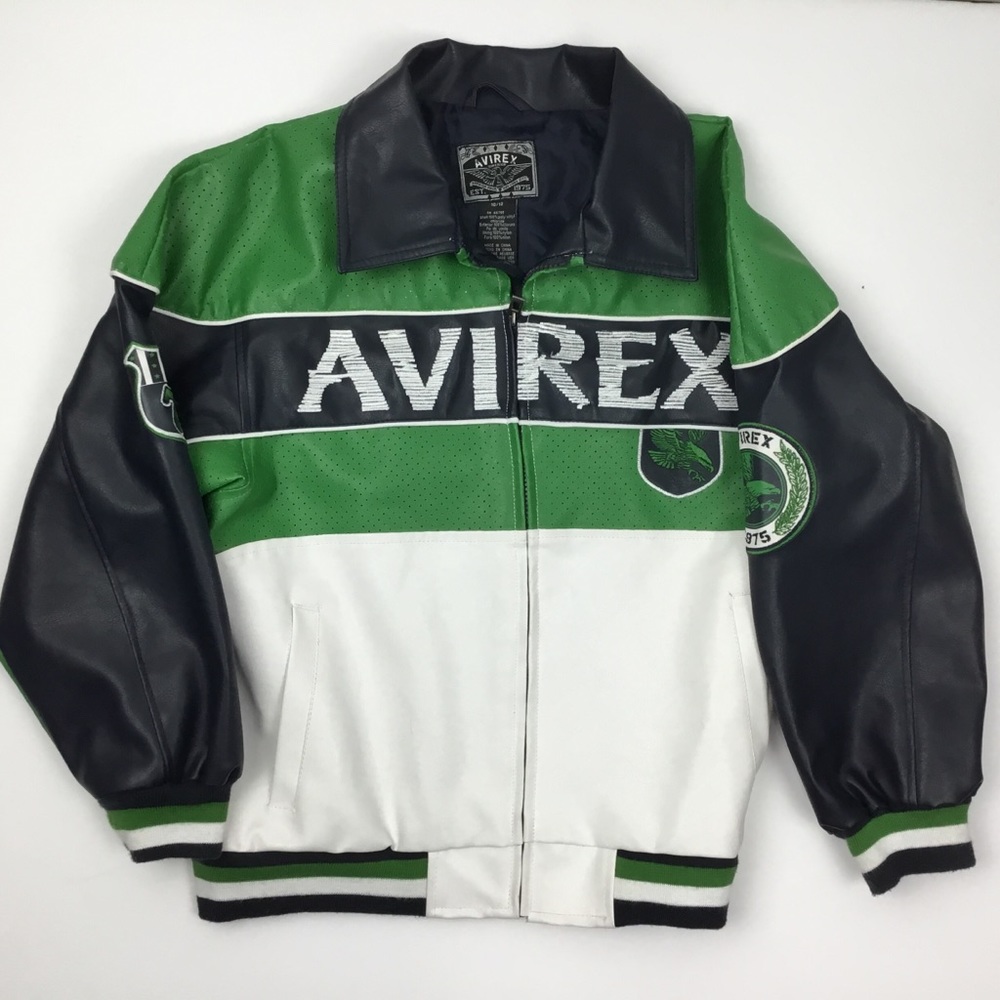Avirex faux leather varsity jacket NYC Pride